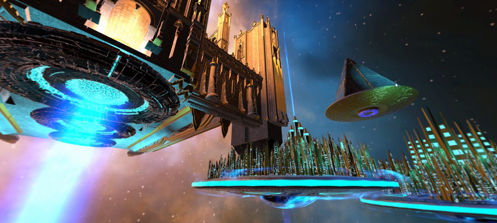 Battle: schwebende Sci-Fi-Zitadelle im Weltraum